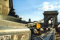 12.06.2019. Budapest, Hungary. A look on old the Chain Secheni Bridge and on an environment around it. The tourist place in Europe Royalty Free Stock Photo