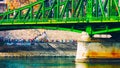 Budapest, Hungary - MAI 01, 2019 : Chain bridge on Danube river in Budapest city. Hungary. Urban landscape panorama with old