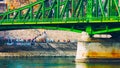 Budapest, Hungary - MAI 01, 2019 : Chain bridge on Danube river in Budapest city. Hungary. Urban landscape panorama with old Royalty Free Stock Photo