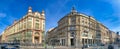 BUDAPEST, HUNGARY - MARCH 30, 2019: Ancient majestic buildings along the city streets on a sunny spring day