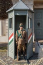 Budapest, Hungary, March 22 2018: Armed presidential guard on the Buda Hill near the residence of the president of