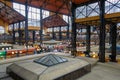 High angle view indoor view on great central market hall in Budapest, Hungary