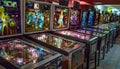 Budapest, Hungary - March 25, 2018: Pinball game museum. Pinball machine table close up view of retro vintage ball Royalty Free Stock Photo