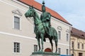 Budapest, Hungary - March 27, 2018: Statue of Andras Hadik in Buda Castle District The iconic Hungarian hussar most