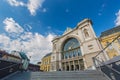 BUDAPEST, HUNGARY - MAY 2017: Budapest Keleti railway station. Hungarian: Budapest Keleti palyaudvar opened in 1884 Royalty Free Stock Photo