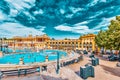 BUDAPEST, HUNGARY, - MAY 05, 2016 Courtyard of Szechenyi Baths, Hungarian thermal bath complex and spa treatments