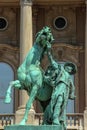 Ront view of the statue of the horse wrangler in Royal Buda castle Royalty Free Stock Photo