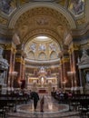 BUDAPEST, HUNGARY- MAY, 26, 2019: the interior looking towards the altar of st stephen`s basilica in budapest Royalty Free Stock Photo