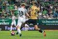 Budapest, Hungary - May 7, 2022. MTK Budapest winger Zalan Vancsa and Ferencvaros winger Carlos Auzqui during Hungarian OTP Bank