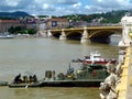 Salvage operation on the Danube under the Margaret bridge where a boat sunk 2 days earlier