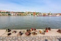 Budapest, Hungary - May 2019: Shoes on Danube embankment Memorial to World War II victims Royalty Free Stock Photo