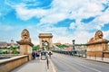 BUDAPEST, HUNGARY-MAY 02, 2016: Szechenyi Chain Bridge-one of th