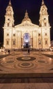 View at the pedestrian zone in front of Saint Stephen\'s basilica in Budapest in Hungary Royalty Free Stock Photo