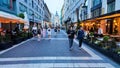 View at the pedestrian zone in front of Saint Stephen\'s basilica in Budapest in Hungary Royalty Free Stock Photo