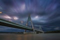 Budapest, Hungary - The Megyeri Bridge over river Danube at dusk Royalty Free Stock Photo