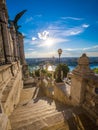 Budapest, Hungary - Morning view from the Royal Palace Buda Castle with Szechenyi Chain Bridge Royalty Free Stock Photo