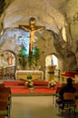 Budapest, Hungary - Nov 6, 2019: Interior of the Gellert Hill Cave Church, Sziklatemplom. Rock Church in the Hungarian capital.