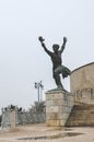 Budapest, Hungary - Nov 6, 2019: Side statue of the Liberty Statue on the Gellert hill. Torchbearer sculpture. Tourist landmarks Royalty Free Stock Photo