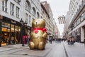 BUDAPEST, HUNGARY - NOVEMBER 08, 2019: The `Fashion street` with Christmas decorations in Budapest Royalty Free Stock Photo