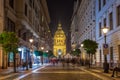 Budapest, Hungary 11 November 2018 - Night view of St. Stephen`s Basilica Royalty Free Stock Photo