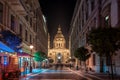 Budapest, Hungary 11 November 2018 - Night view of St. Stephen`s Basilica Royalty Free Stock Photo