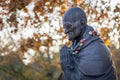 Mahatma Ghandi statue in Garden of Philosophy in autumn season Royalty Free Stock Photo