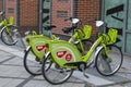 MOL Bubi green rentable bicycles next to Westend City Center, in VÃÂ¡ci street.