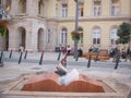 Budapest, Hungary - October 08, 2014: The Open Book Fountain in Budapest