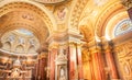 BUDAPEST, HUNGARY - OCTOBER 30, 2015: St. Stephen's Basilica in Budapest. Interior Details. Ceiling elements. Royalty Free Stock Photo