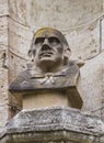 Stone bust of Bela Lugosi, a Hungarian-American famous actor portraying Count Dracula in