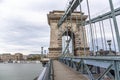 Szechenyi Bridge on a cloudy autumn day, in Budapest Hungary Royalty Free Stock Photo