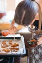 Budapest, Hungary - October 19, 2109: Traditional home-made gingerbread baking. Color brushing the freshly baked gingerbread