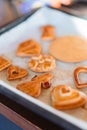 Budapest, Hungary - October 19, 2109: Traditional home-made gingerbread baking. Freshly baked gingerbread on tray