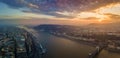 Budapest, Hungary - Panoramic aerial view of Buda Castle Royal Palace, Varkert Bazar, Gellert Hill Royalty Free Stock Photo