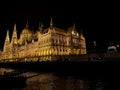 Budapest, Hungary, Parliament building at night. Artistic look in colours.