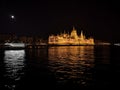 Budapest, Hungary, Parliament building at night. Artistic look in colours.