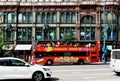 Budapest, Hungary. red double decker sightseeing Hop On Hop Off tourist bus closeup Royalty Free Stock Photo