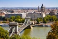 Budapest, Hungary: Scenic View of the Old City and the Danube River with Bridge Royalty Free Stock Photo