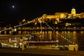 Budapest, Hungary: Scenic View of the Old City and the Danube River at Night Royalty Free Stock Photo