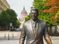 Bronze statue of President Reagan in front of the Hungarian Parliament Royalty Free Stock Photo