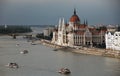 Budapest, Hungary - September, 09, 2019: The beautiful facade of Hungarian Parliament Building of Budapest Royalty Free Stock Photo