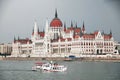 Budapest, Hungary - September, 09, 2019: The beautiful facade of Hungarian Parliament Building of Budapest Royalty Free Stock Photo