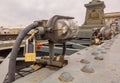 Budapest, Hungary. Set of padlocks with messages of love at the Chain Bridge Royalty Free Stock Photo