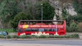 BUDAPEST, HUNGARY -03 16 2019 sightseeing bus goes to budapest Royalty Free Stock Photo