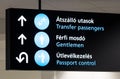 Sign About Passport Control in Budapest Airport