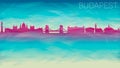 Budapest Hungary Skyline City Vector Silhouette. Broken Glass Abstract Geometric Dynamic Textured. Banner Background. Colorful Sha