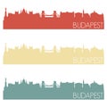 Budapest Hungary Skyline Silhouette City Stamp Vector Color Vintage Set Logo Clip Art Illustration. Royalty Free Stock Photo