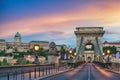 Budapest Hungary, sunset at Chain Bridge and Buda Castle Royalty Free Stock Photo