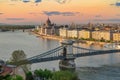 Budapest Hungary, sunset city skyline at Danube River Royalty Free Stock Photo