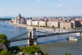 Chain Bridge and Danube River in Budapest